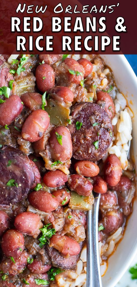 Authentic Louisiana Recipes, Easy Beans, Classic Cajun Recipes, Soup Lentil, Red Bean And Rice Recipe, Slow Cooker Red Beans, Pot Beans, Red Beans And Rice Recipe, Red Beans Rice