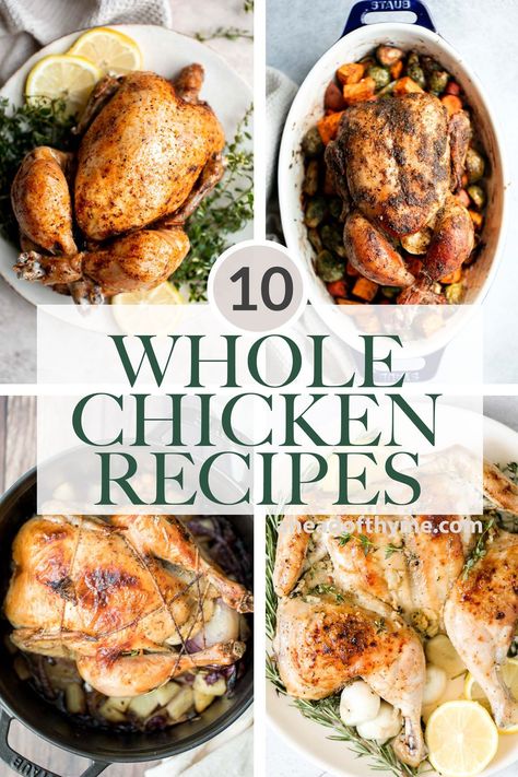 Cooking a whole chicken may be intimidating, but it’s actually a lot easier to make than you think! They are the perfect main course to serve for holidays, family dinners, or meal prep (shredded chicken). If you’ve picked up a whole chicken from the grocery store and are wondering how to cook a whole chicken, here's over 10 of our best whole chicken recipes including roasted chicken, instant pot or slow cooker chicken, and spatchcock chicken. | aheadofthyme.com #wholechicke via @aheadofthyme Meal Prep Shredded Chicken, Best Whole Chicken Recipe, Chicken Spatchcock, Crockpot Whole Chicken, Cooking A Whole Chicken, Cook A Whole Chicken, Chicken Instant Pot, Recipes For Chicken, Chicken Diet