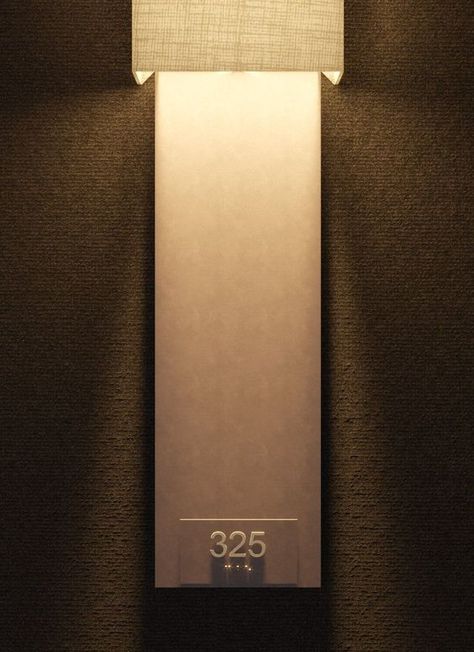 Hotel Door Number, Hotel Lighting Design, Room Signage, Hotel Signage, Door Signage, Trendy Hotels, Hospitality Lighting, Best Home Interior Design, Wall Signage