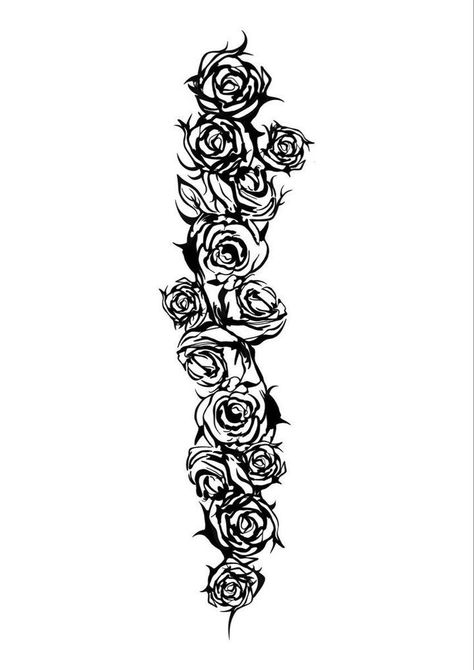 Black Ink Rose Tattoo, Jjk Rose Tattoo, Jjk Nobara Tattoo, Nobara's Roses Tattoo, Jujutsu Kaisen Rose Tattoo, Nobara Rose Tattoo, Nobara Flower Tattoo, Nobara Tattoo Design, Jujutsu Kaisen Tatoos