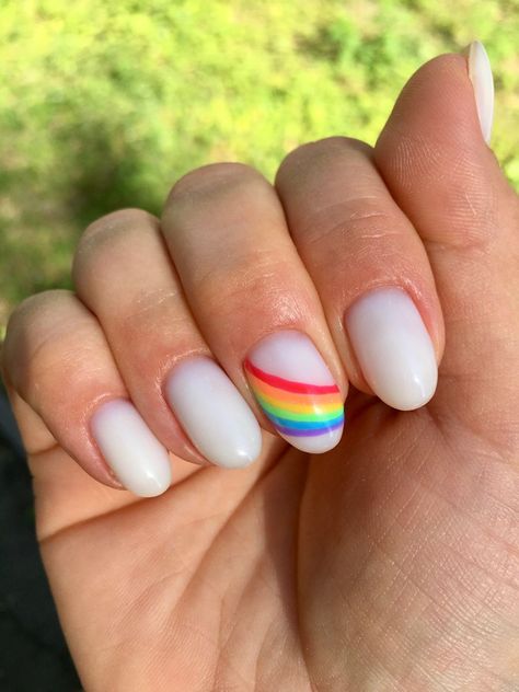 Pride Nails Classy, Pride Nails Designs Simple Short, Subtle Pride Nails Short, Pride Short Nails, Pan Pride Nails, Simple Pride Nail, Pride Nails Short, Pride Nail Ideas, Subtle Pride Nails