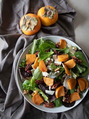 Persimmon Salad, Delicious Salad Recipes, Walnut Dressing, Best Summer Salads, Persimmon Recipes, Shaved Parmesan, Honey Walnut, California Food, Beautiful Salad