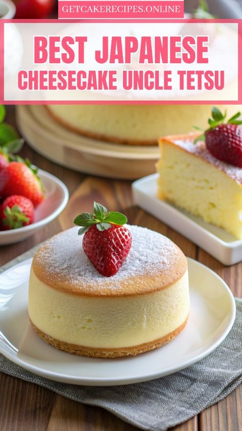 Japanese Cheesecake Aesthetic, Japanese Cake Recipe, Japanese Recipe Ideas, Uncle Tetsu, Japanese Cheesecake Recipe, Japanese Baking, Quick Cheesecake, Japenese Food, Japanese Pastries