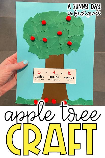 Apple Tree Activity, Apple Craft For Kids, Apple Tree Craft, First Grade Projects, First Grade Crafts, 1st Grade Crafts, Elementary Classroom Themes, Apple Lessons, Apple School