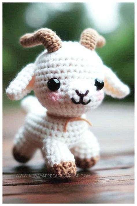 Crochet Goat Amigurumi Free Pattern Mini Goat Crochet Pattern Free, Goat Amigurumi Free Pattern, Crochet Goats Free Pattern, Goat Crochet Pattern Free, Crochet Horse Pattern Free, Crochet Goat Amigurumi, Goat Crochet Pattern, Goat Amigurumi, Goat Crochet