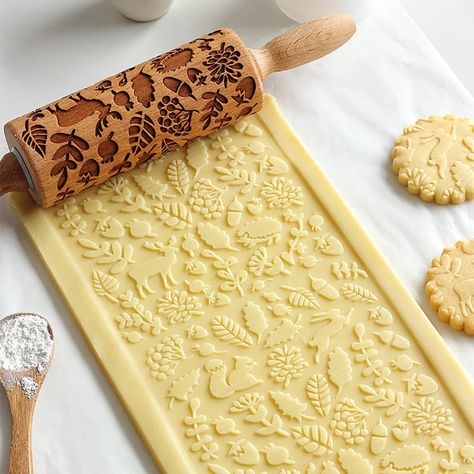 PRICES MAY VARY. Exquisite Pattern: Create a beautiful and unique pattern on your cookies with this wheat engraved rolling pin! Surprise your family and friends with its originality and ingenuity! Natural Material: Because it's made of natural beech wood, the texture is different, color difference, partial roughness, and occasional knots are natural attributes. No paint, no wax, safe and eco-friendly. Multi-purpose: Perfect size for rolling pasta, cookie dough, pastry, bakery, pizza, fondant, ch Christmas Rolling Pins, Moon Cake Mold, Cartoon Cookie, Engraved Rolling Pins, Embossed Rolling Pin, Baking Cookies, Rolling Pins, Diy Baking, Cookie Molds