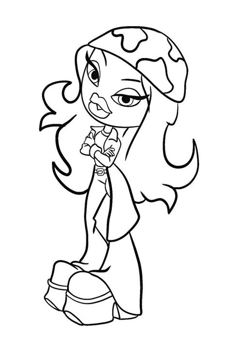 Blank Coloring Pages For Grown Ups, Bratz Drawing Outline, Baddie Aesthetic Drawing, Brats Coloring Page, Drawing Ideas To Color, Baddie Coloring Pages Easy, Baddie Coloring Pages Printable, 2000s Coloring Pages, Y2k Coloring Pages People