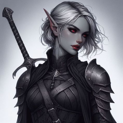 Drow Woman Art, Female Drow Art, Female Drow Dnd, Evil Female Character Design, Drow Female Art, Dnd Drow Female, Drow Woman, Dark Elf Woman, Drow Assassin