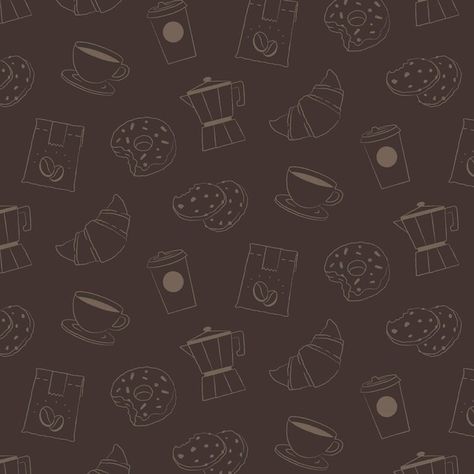 Pastry Background Design, Coffee Pattern Illustration, Pastry Background, Cafe Pattern, Food Doodle, Chocolate Background, Coffee Typography, Coffee Background, Coffee Pattern