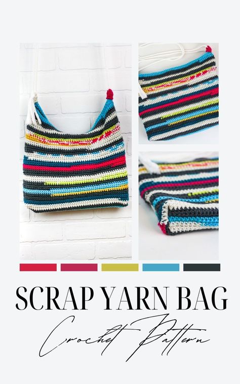 Learn to make an easy crochet scrap yarn bag that is perfect for beginners with the free crochet pattern and video tutorial.