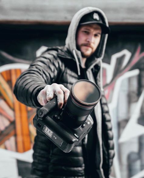 Photographer Poses With Camera Men, Photographer Profile Picture Ideas, Videographer Headshots, Videographer Photoshoot, Filmmaker Portrait, Personal Headshots, Photographer Self Portrait, Photographer Poses, Peter Mckinnon