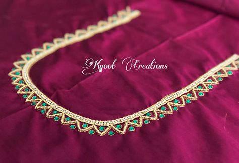 #kyoot_creations #2k20 #Aari #Work  #trend #hand_embroidery #work #passion #threads #stones #hindu #bride #bridal #blouse #handworks #special #beautiful #sleeve #neck Simply Aari Work Design, Simple Aari Thread Work Blouse Design, Silk Saree Blouse Designs Patterns, Saree Tassels Designs, Mirror Work Blouse Design, Churidar Neck Designs, Hand Work Design, Bridal Mehendi Designs Hands, Maggam Work Designs