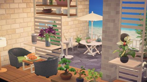 #acnh #animalcrossing A Home With A Terrace Acnh, Acnh Terrace, Home Balcony, Animal Crossing, Terrace