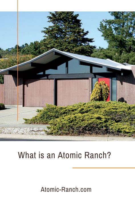 What is an atomic ranch? We're glad you asked. Bold, practical and accessible, atomic ranches brought modern living to the 'burbs. Learn more at Atomic-Ranch.com. Atomic Ranch Exterior, Atomic Ranch House, Mid Century Modern Fireplace, Fireplace Style, Chimney Design, Modern Fireplaces, Atomic Ranch, Ranch Remodel, California Ranch