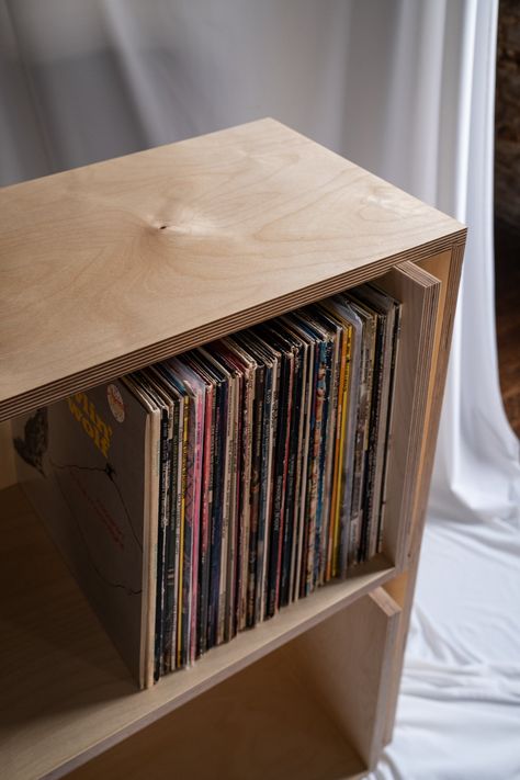 Plywood Shelving Unit, Birch Plywood Furniture, Record Shelving, Plywood Bookshelf, Turntable Cabinet, Record Shelves, Plywood Bookcase, Plywood Shelf, Records Storage