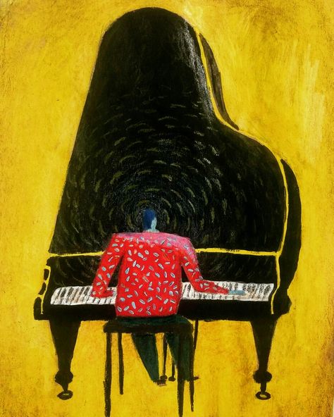 Jazz Piano Art, Playing Piano Illustration, Pianist Illustration, Jazz Lifestyle, Pianist Painting, Musician Illustration, Piano Illustration, Music Art Painting, Meaningful Images