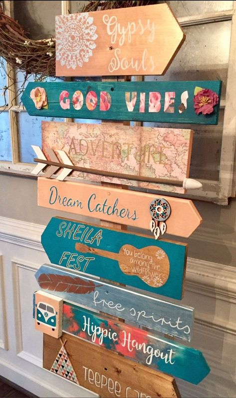 Custom Bohemian Hippie Directional Sign Boho | Etsy Hippie Crafts, Hippie House, Hippie Homes, Kids Bedroom Designs, Boho Interiors, Hippie Home Decor, Hand Painted Decor, Directional Signs, Hippie Decor