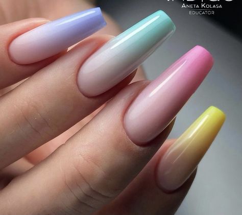 Pastel Easter Nails, Ballerina Nails Shape, Unghie Sfumate, Easter Nail, Easter Nail Designs, Pastel Easter, Ballerina Nails, Glam Nails, Easter Nails