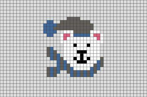 Polar Bear Pixel Art, Bear Pixel Art, Polar Bear Cross Stitch, Bear Eating Honey, Bear Eating, Bobble Crochet, Animal Bear, Crochet Christmas Stocking, Easy Pixel Art