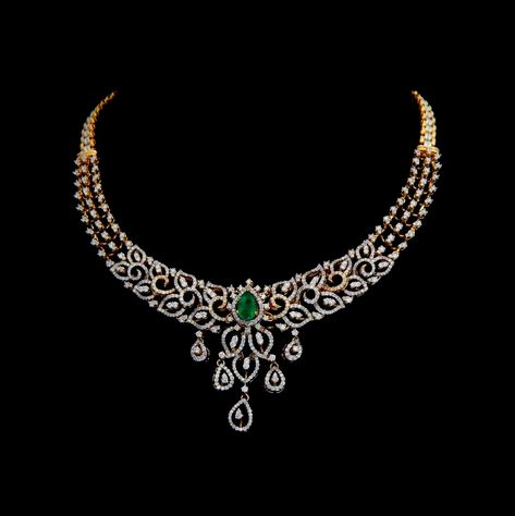 Diamond Necklace Designs, Jewellery Indian, Diamond Jewelry Necklace, Diamond Necklace Set, Diamond Jewelry Designs, Diamond Necklaces, India Jewelry, Gold Necklace Designs, Jewelry Design Necklace