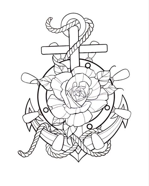 Anchor Coloring Page, Anchor Tattoo American Traditional, Nautical Coloring Pages, Tattoo Coloring Pages, Adult Coloring Books Swear Words, Coloring Pages Ideas, Free Adult Coloring Printables, American Traditional Tattoo Ideas, Pages Ideas