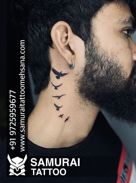 Birds Neck Tattoo Men, Bird Tattoo Neck Men, Nek Tattoo Design, Bird Neck Tattoo Men, Neck Tattoo Boy, Birds On Neck Tattoo, Birds Tattoo On Neck, Birds Neck Tattoo, Neck Bird Tattoo