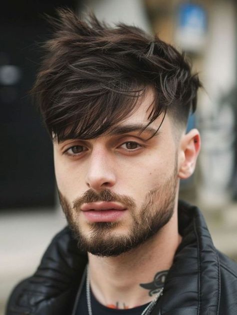 33 Coolest Men Fringe Hairstyles - Styleoholic Oval Face Haircuts Short, Textured Fade, Messy Wavy Hair, Mid Fade Haircut, Urban Background, Fade Haircuts For Men, Top Hairstyles For Men, Strong Jawline, Mens Haircuts Short Hair