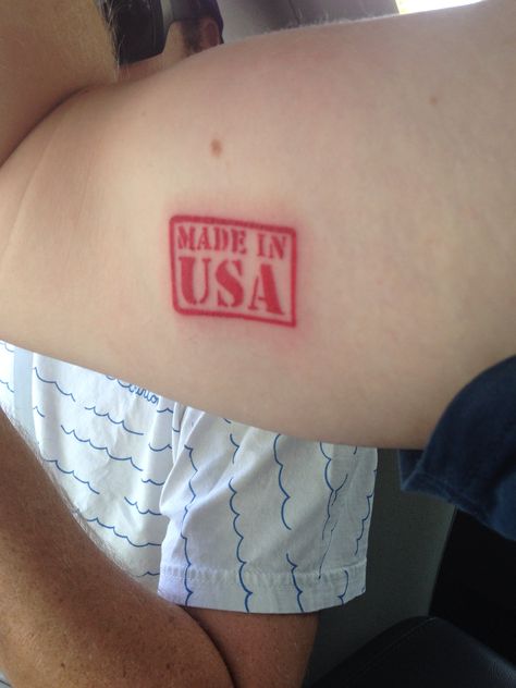 Made In USA Tattoo to celebrate 4th of July this year! Small Usa Tattoo, American Made Tattoo, American Pride Tattoo, Made In America Tattoo, Made In Usa Tattoo, America Tattoos For Men, Made In The Usa Tattoo, July Tattoo Ideas, America Tattoo