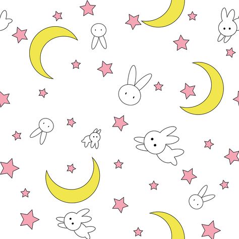 Sailor Moon pattern on Behance Sailor Moon Bunny, Sailor Moon Pattern, Blossom Drawing, Cherry Blossom Drawing, Sailor Moon Background, Powerpuff Girls Characters, Moon Background, Sailor Moon Wallpaper, Sailor Moon Manga