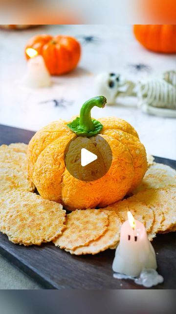 Sam Schnur on Instagram: "Pumpkin Cheese Ball🎃 Perfect for your next Halloween party! Or for a party of 1 tbh🙃 I saw this going around TikTok and had to try it. So easy to make and delish! See recipe below #PHAAT
…
Recipe:
1. In a bowl mix together 2 8oz softened cream cheese, 1 cup shredded cheddar cheese, 1/4 cup bacon bits, 1 tsp garlic powder, 1tsp onion powder, 1/2 tsp pepper, 1 tsp red pepper flakes, 1/2 tsp paprika
2. Form a ball with your mixture, wrap it in plastic wrap, and loop bakers twine (or rubber bands) around the ball to make a pumpkin shape. Refrigerate for at least an hour
3. Unwrap and place a pepper stem on the top!" Party Food Bars, Halloween Appetizers Easy, Halloween Food Desserts, Cheese Pumpkin, Halloween Appetizers, Cheese Ball Recipes, Thanksgiving Appetizers, Soften Cream Cheese, Bacon Bits