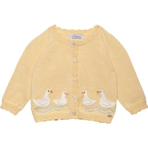 Little Duckling Cardigan, Pale Yellow - Trotters London Sweaters | Maisonette Baby Boy Dress, Swimming Bathing Suits, Matching Leggings, Newborn Baby Gifts, Knitted Cardigan, Pale Yellow, Scalloped Edge, Baby Sets, Ducks