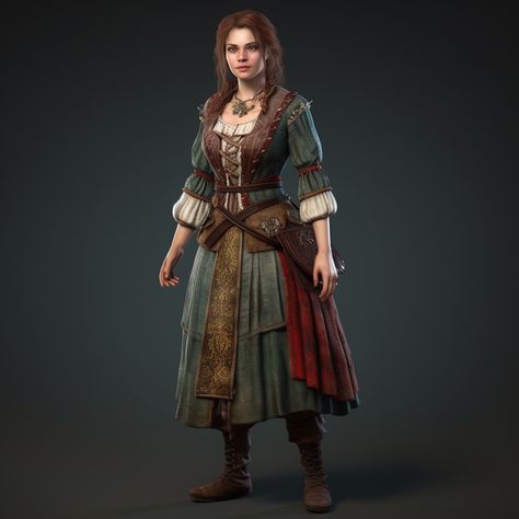 Witcher 3 Characters, Brown Hair Woman, Peasant Outfit, Sorceress Art, Warhammer Fantasy Roleplay, Fantasy Witch, Larp Costume, Dungeons And Dragons Game, Witcher 3