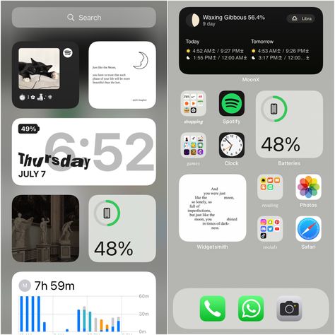 Iphone Layouts Simple, Minimalist Phone Layout, Minimalistic Homescreen, Homescreen Minimalist, Homescreen Ideas Iphone, Apple Layout, Minimalist Homescreen, Iphone Organization Homescreen, Ios Inspiration