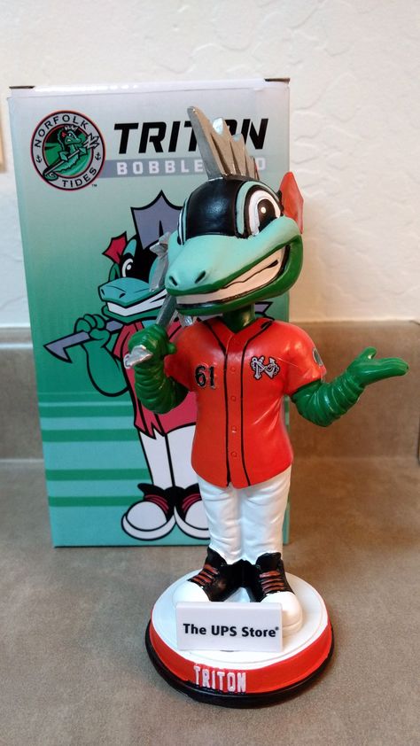 Norfolk Tides mascot Triton bobblehead Buffalo Bisons Baseball, Norfolk Tides Baseball, Ups Store, Bobble Heads, Bobble Head, Norfolk, Ups, Baseball, Fictional Characters