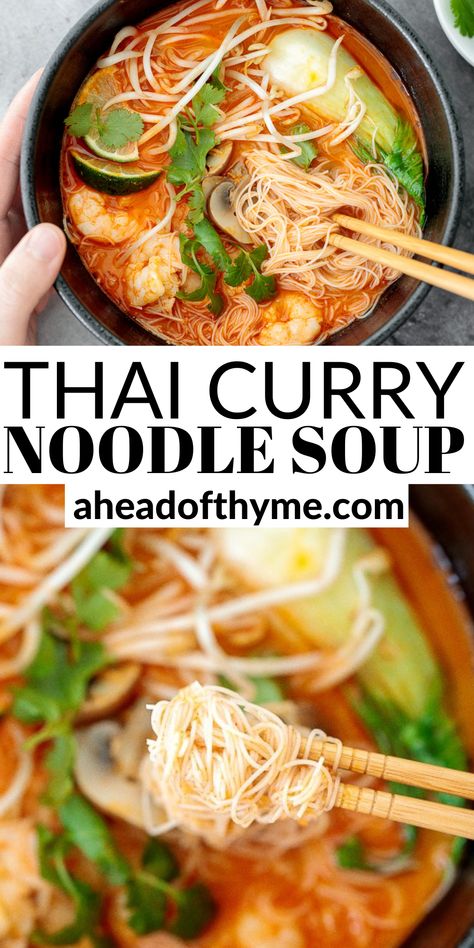 Vermicelli Shrimp Recipes, Vermicelli Noodle Soup, Shrimp Vermicelli, One Pot Thai, Thai Red Curry Noodle Soup, Vermicelli Rice Noodles, Vermicelli Rice, Red Curry Noodle Soup, Curry Noodle Soup