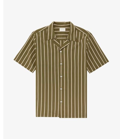 Aime Leon Dore Silk Blend Green Striped Button Up Shirt Leon Dore, Summer Uniform, Aime Leon Dore, Embroidered Shirt, Green Stripes, Casual Shirts For Men, Button Up Shirt, Striped Shirt, Mens Summer