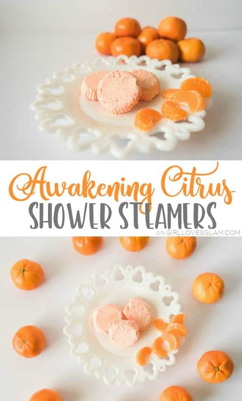 Awakening Citrus Shower Steamers - Girl Loves Glam Homestead Hacks, Shower Steamers Diy, Joululahjat Diy, Salt Scrubs, Homemade Things, Bath Scrubs, Homemade Bath, Ge Bort, Herbal Recipes