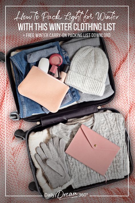 Packing carry-on only for a winter escape is downright difficult. In this post, we share tips on how to pack light for winter travel with this winter clothing list. Pack Winter Clothes One Suitcase, Boston 2023, Packing Advice, Winter Travel Packing, Winter Cruise, Minimal Packing, Winter Packing List, England Winter, Winter Trip