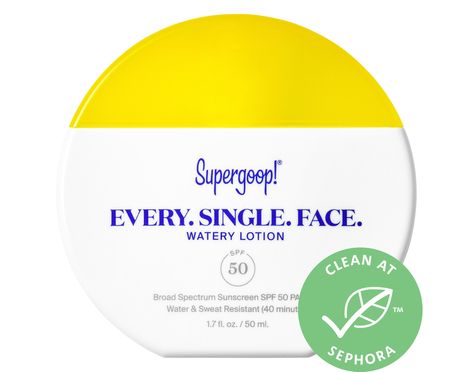 Check out this product at Sephora.com - Supergoop! Every. Single. Face. Watery Lotion SPF 50 - 1.7 oz/ 50 mL Wild Butterfly, Sunscreen Oil, Sephora Skin Care, Top Skin Care Products, Body Sunscreen, Sunscreen Spf 50, Oily Skin Care, Sunscreen Lotion, Face Lotion