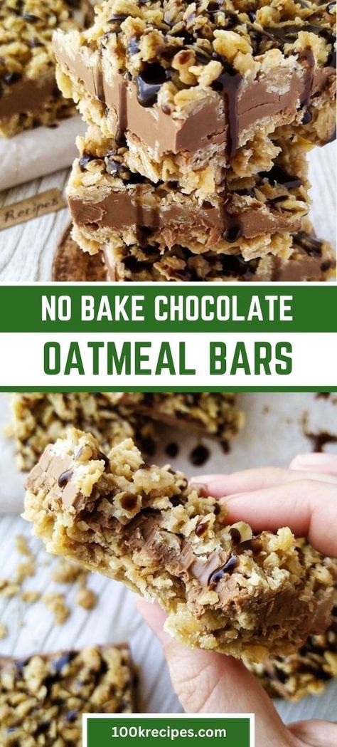 Chocolate peanut madness wrapped in crispy oatmeal – it is all about No-Bake Chocolate Oatmeal Bars. Oatmeal Chocolate Cookies, No Bake Chocolate Oatmeal Bars, Easy Oatmeal Cookies, Oatmeal No Bake Cookies, Oatmeal Bars Recipes, Chocolate Oatmeal Bars, Smores Bar, No Bake Oatmeal Bars, Oatmeal Cookies Easy