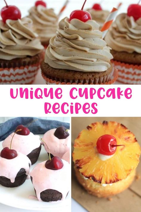 Cool Cupcake Frosting Designs, Fun Birthday Cupcakes For Women, Gourmet Filled Cupcakes, Interesting Cupcake Recipes, Yummy Cupcake Flavors, Filled Cupcake Recipes Easy, Weird Cupcake Flavors, Cupcakes Recipes From Scratch, Summer Cupcake Flavor Ideas