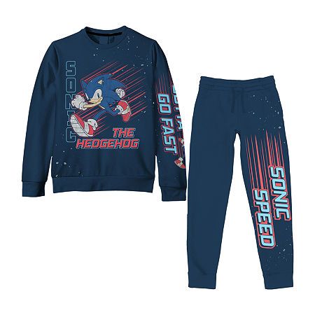 Featuring the fastest animated hero, Sonic the Hedgehog, this toddler boy's 2-piece pant set is a comfortable lounge-worthy outfit. It's made from a soft cotton fleece and includes a crew neck long-sleeve sweatshirt and sweatpants with an elastic-drawstring waistband and cuffed legs.# Pieces In Set: 21st Piece Description: Sweatshirt1st Piece Fabric: Fleece1st Piece Fiber Content: 60% Cotton, 40% Polyester1st Piece Care: Machine Wash, Tumble Dry2nd Piece Description: Pants2nd Piece Closure Type: Comfortable Lounge, Pant Sets, Design Drawings, Fashion Design Drawings, Fleece Pants, Clothing Sets, The Hedgehog, Cotton Fleece, Pant Set