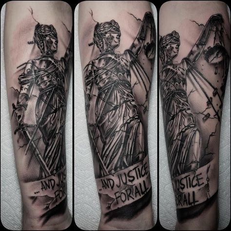 Metallica And Justice For All Tattoo, Justice Tattoo Men, And Justice For All Tattoo, Metallica Tattoo Ideas, Scales Of Justice Tattoo, Iron Maiden Tattoo, Justice Band, Metallica Tattoo, Justice Tattoo