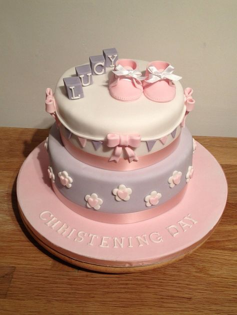 Christianing Cakes Girl, Cake Pink And Purple, Baptismal Cake, Raindrop Cake, Christening Cake Girls, Girl Shower Cake, Dedication Cake, Rodjendanske Torte