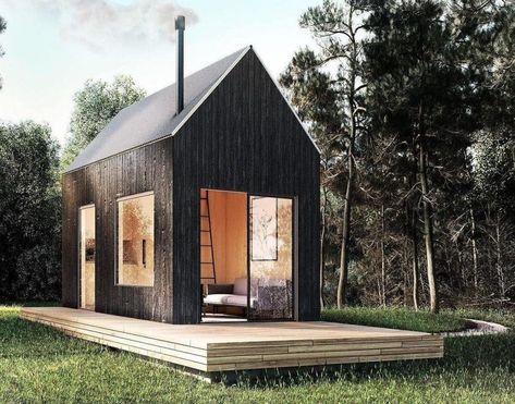 Prefab Tiny Houses, Diy Cabin Plans, Build Your Own Cabin, Modern Cabin Plans, Houses Modern, Tiny House Blog, Diy Cabin, Building A Cabin, Prefab Cabins