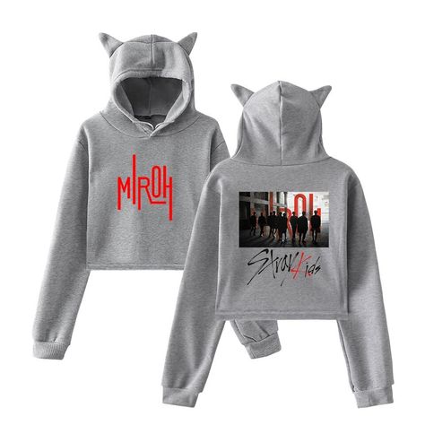 Stray Kids Merch in Stock with FREE Worldwide Shipping.  . #kpop #kpopmeme #kpopmemes #straykids #straykidsmemes #straykidsmeme #chan #woojin #leeknow #minho #changbin #hyunjin #han #jisung #felix #seungmin #i_n #jeongin #stay #bangchan #kimwoojin #leeminho #seochangbin #hwanghyunjin #hanjisung #felixlee #kimseungmin #yangjeongin Enhypen Merchandise, Cat Ears Cap, Stray Kids Fashion, Hoody Kpop, Grey Crop Top, Cotton Hoodie, Crop Sweatshirt, Casual Streetwear, Cat Ears