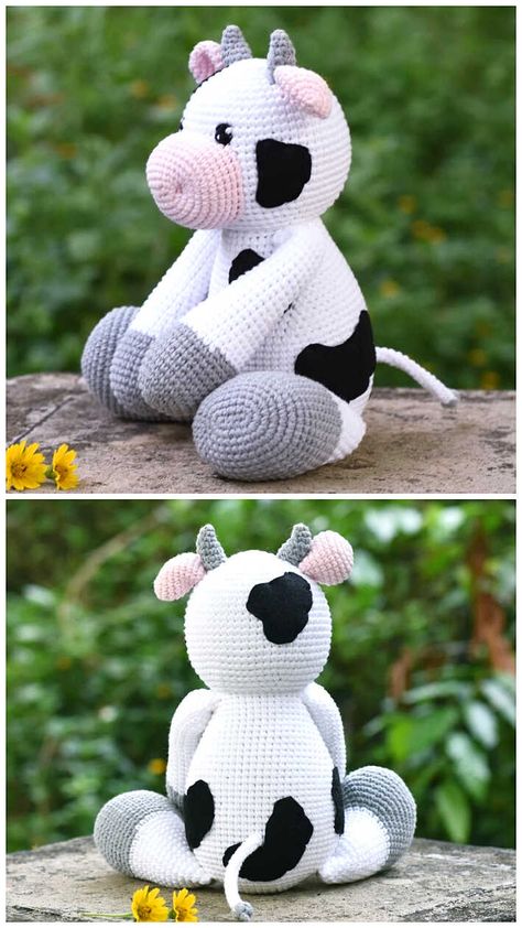 Amigurumi Zoya The Cow Free Pattern - Free Amigurumi Crochet Stuffed Cow Free Pattern, Crochet Cow Stuffed Animal, Stuffed Cow Pattern Sewing Free, Free Cow Crochet Patterns, Crochet Cow Pattern Free, Crochet Cow Free Pattern, Amigurumi Cow Free Pattern, Cow Amigurumi Free Pattern, Crochet Cows