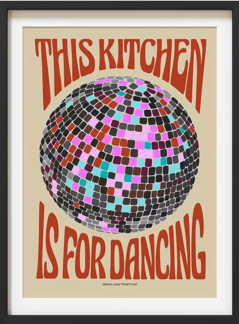 Disco Ball Wall, Living Room Kitchen Decor, Kitchen Is For Dancing, Kitchen Decor Wall, Kitchen Decor Wall Art, Wall Art Room Decor, Art Room Decor, Wall Art Room, Scandinavian Wall Art