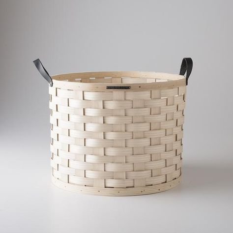 White Ash Basket - Round | Schoolhouse Schoolhouse Electric, Japandi Design, Japandi Style, White Ash, Round Basket, Stylish Storage, Wicker Laundry Basket, Simple Tricks, Decoration Design