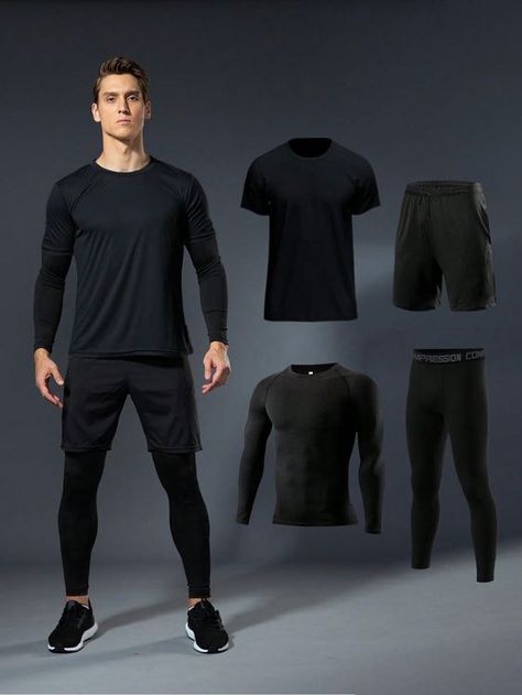 Best Gym Outfits Men, Gym Attire For Men, Gym Outfit Men Style, Men Gym Outfit, Training Outfit Men, Gym Clothes Men, Black Workout Outfit, Black Gym Outfit, Mens Gym Wear